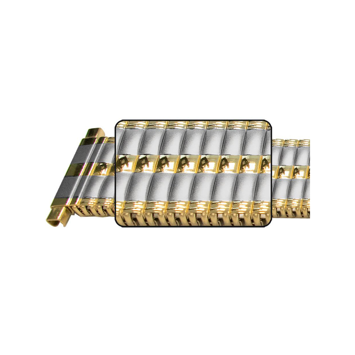 16mm) 18mm 20mm Catena Elasticizzata Cinturino Orologio Argento/Argento-Oro/Oro Acciaio Satinato Specchio