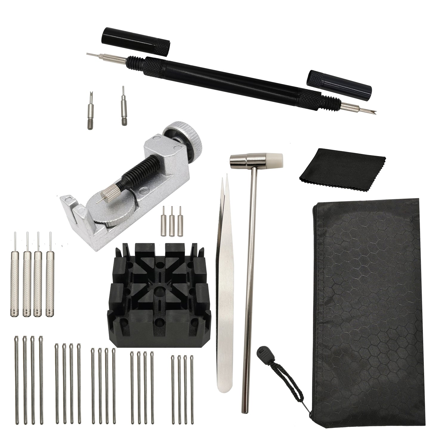 Kit - Strumenti per la riparazione degli orologi, maglie e cambio bracciale 35 pezzi
