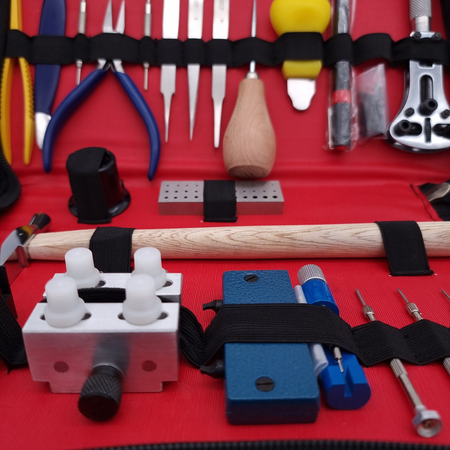 Kit di strumenti per la riparazione degli orologi Masar, orologiaio - Set in pelle