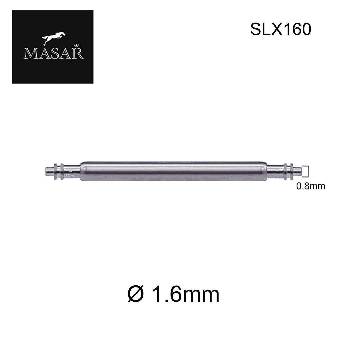 Masar SLX Ø 1,6mm - Barra a molla per cinturino orologio - Acciaio inossidabile - 0,8mm - 2 pz