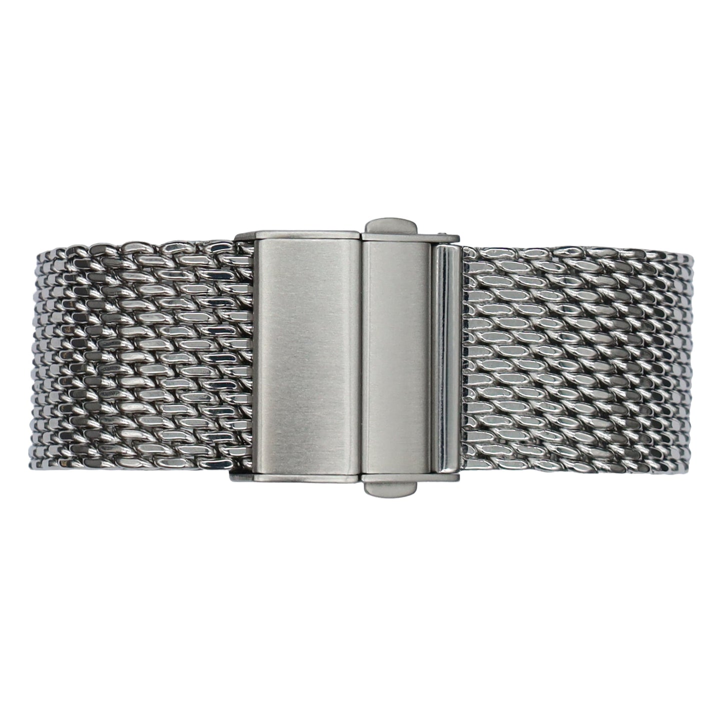 18mm BiG Mesh Ø 1mm Fibbia Deployante - Cinturino Orologio Uomo Mesh, Milanese - Universale - Argento / Argento