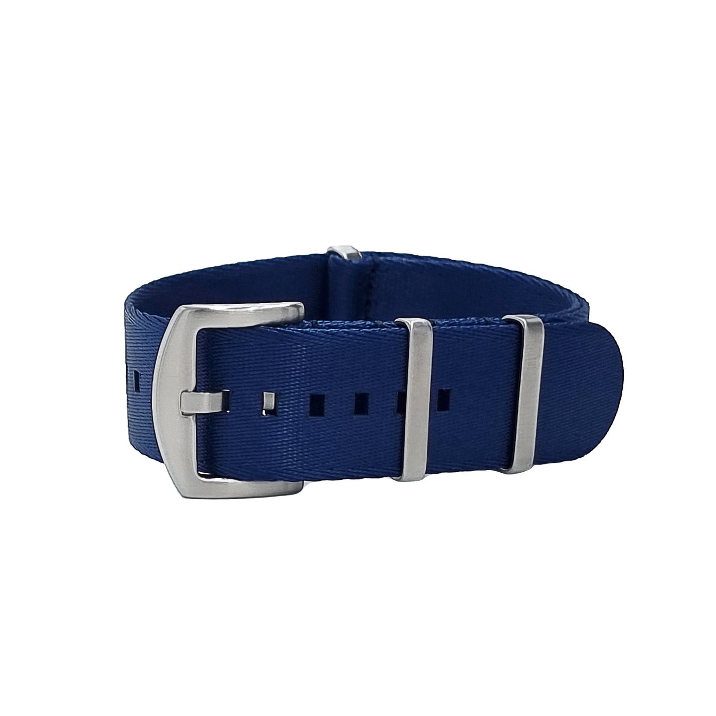 Masar NATO Nylon Blu Navy / Fibbia Satinata - Morbido - Cinturino per Orologio - Uomo