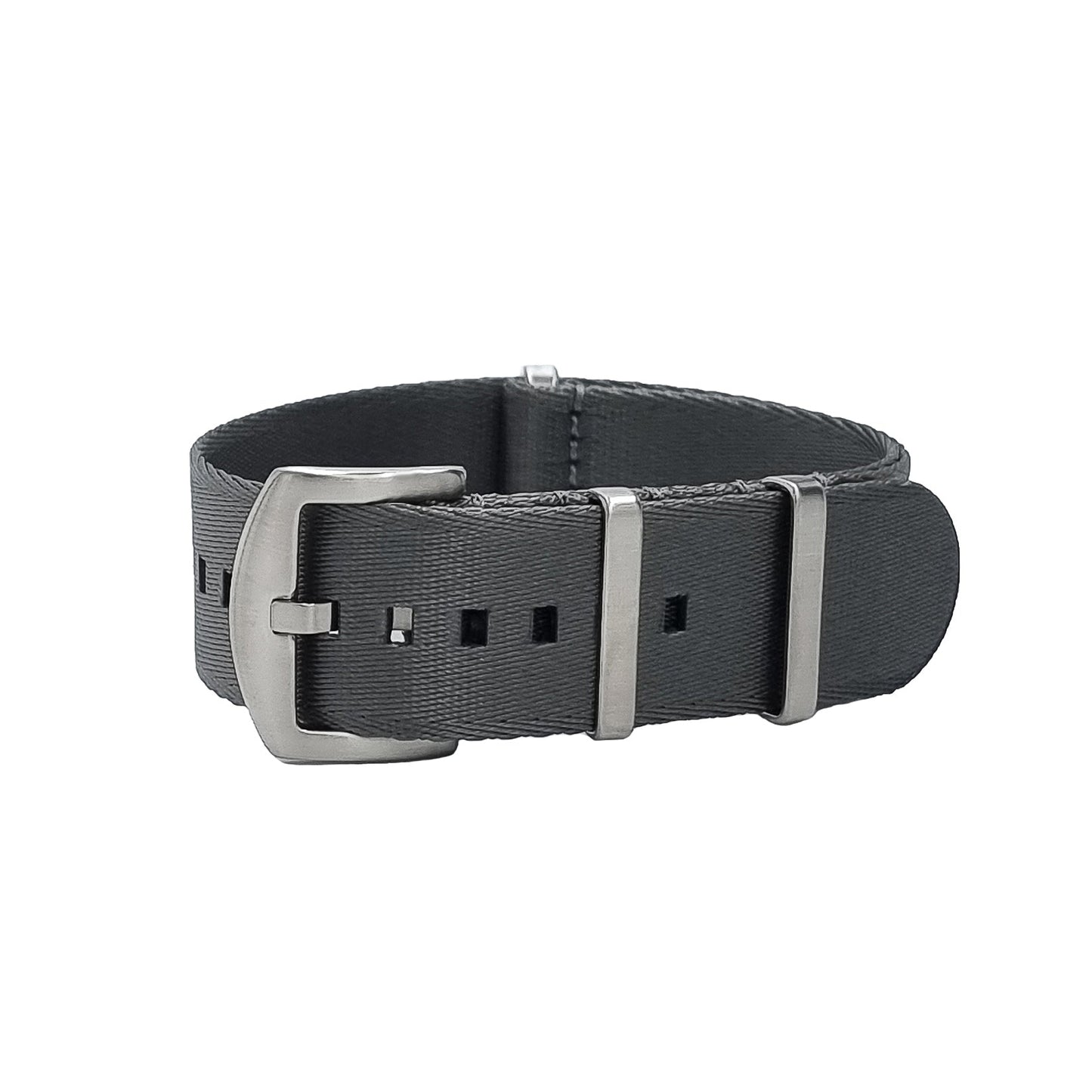 Masar NATO Nylon Grigio / Fibbia Satinata - Morbido - Cinturino Orologio - Uomo