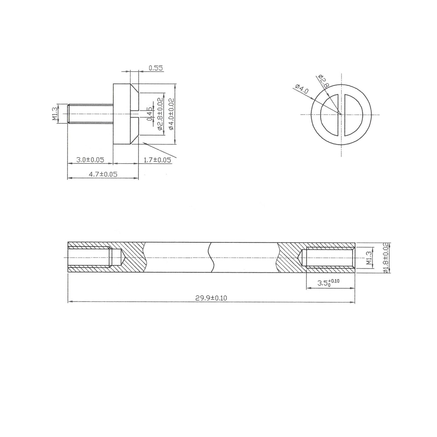 Vite - Compatibile con Nixon 33mm 51-30 - Testa H 4,0mm - Attacco cinturino orologio - Acciaio inossidabile 316L