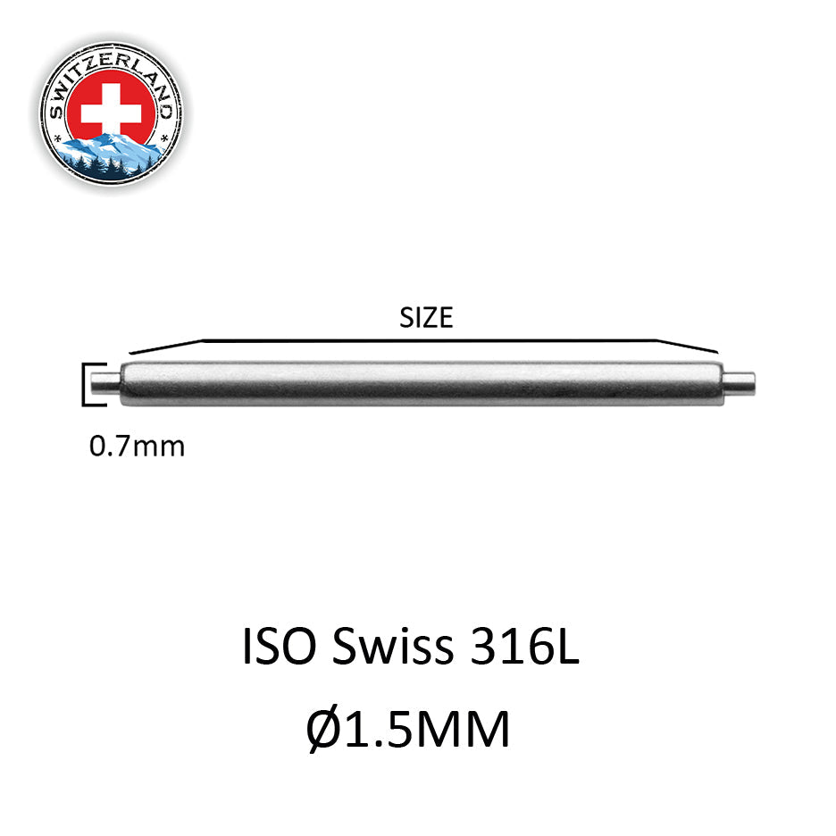 Masar XSS Ø 1,5mm - Barra a molla - cinturino per orologio - Swiss Made - acciaio inossidabile 316L - 0,7mm 2 pz