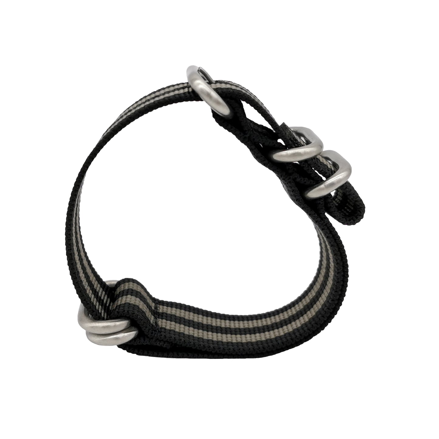 Masar ZULU Nylon Nero / Grigio / Fibbia Satinata / James Bond - Cinturino Orologio - Uomo - Rigido e Spesso 2mm
