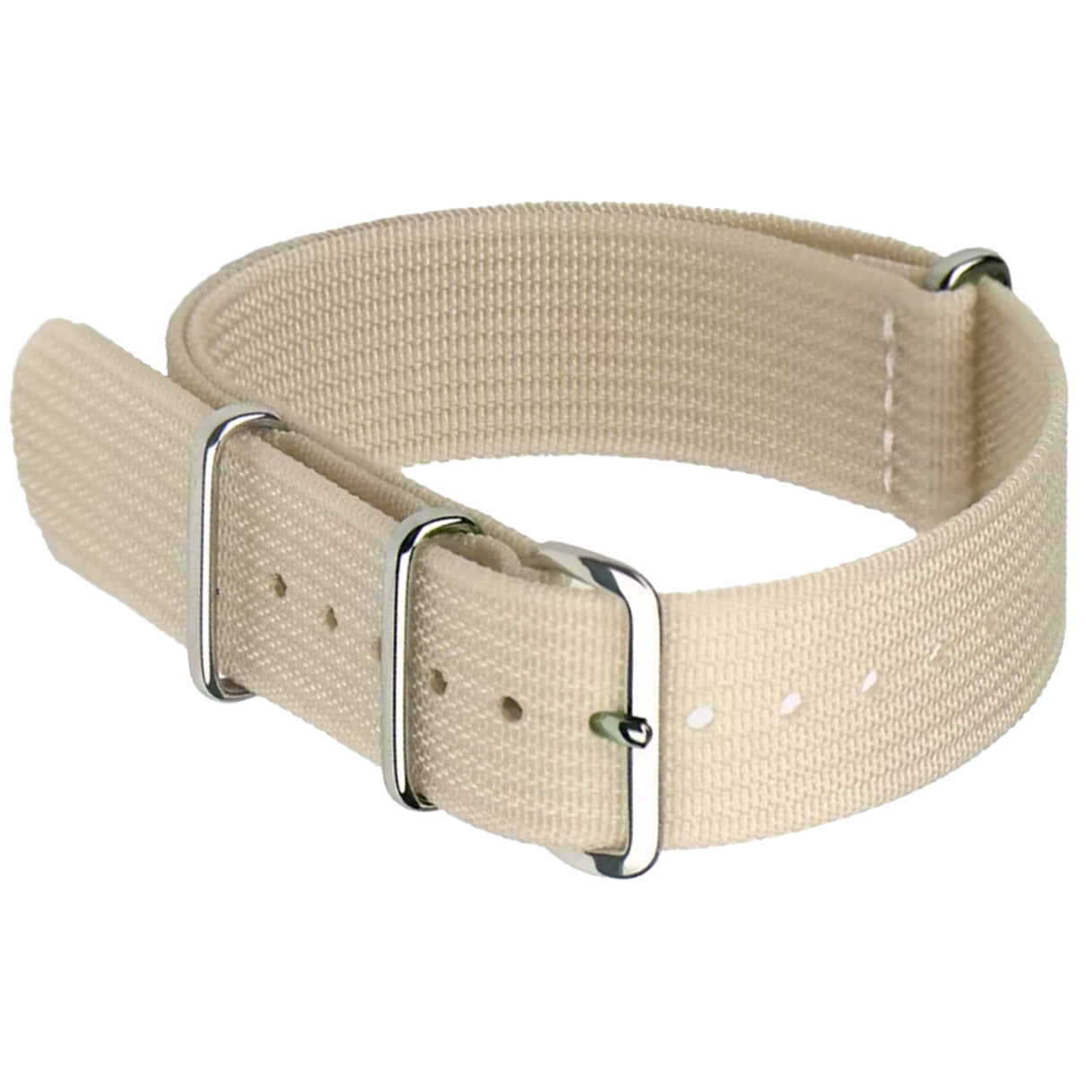 Cinturino NATO Masar bianco sporco avorio - Tessuto in nylon G10 - Fibbia lucida