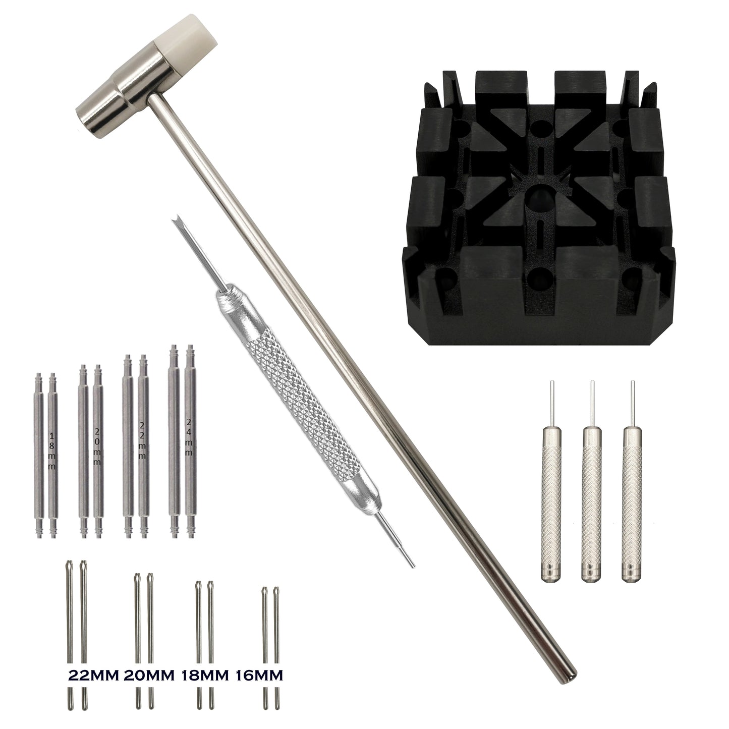 Kit Masar - Strumenti per la riparazione di orologi, maglie e cambio bracciale 22 pezzi