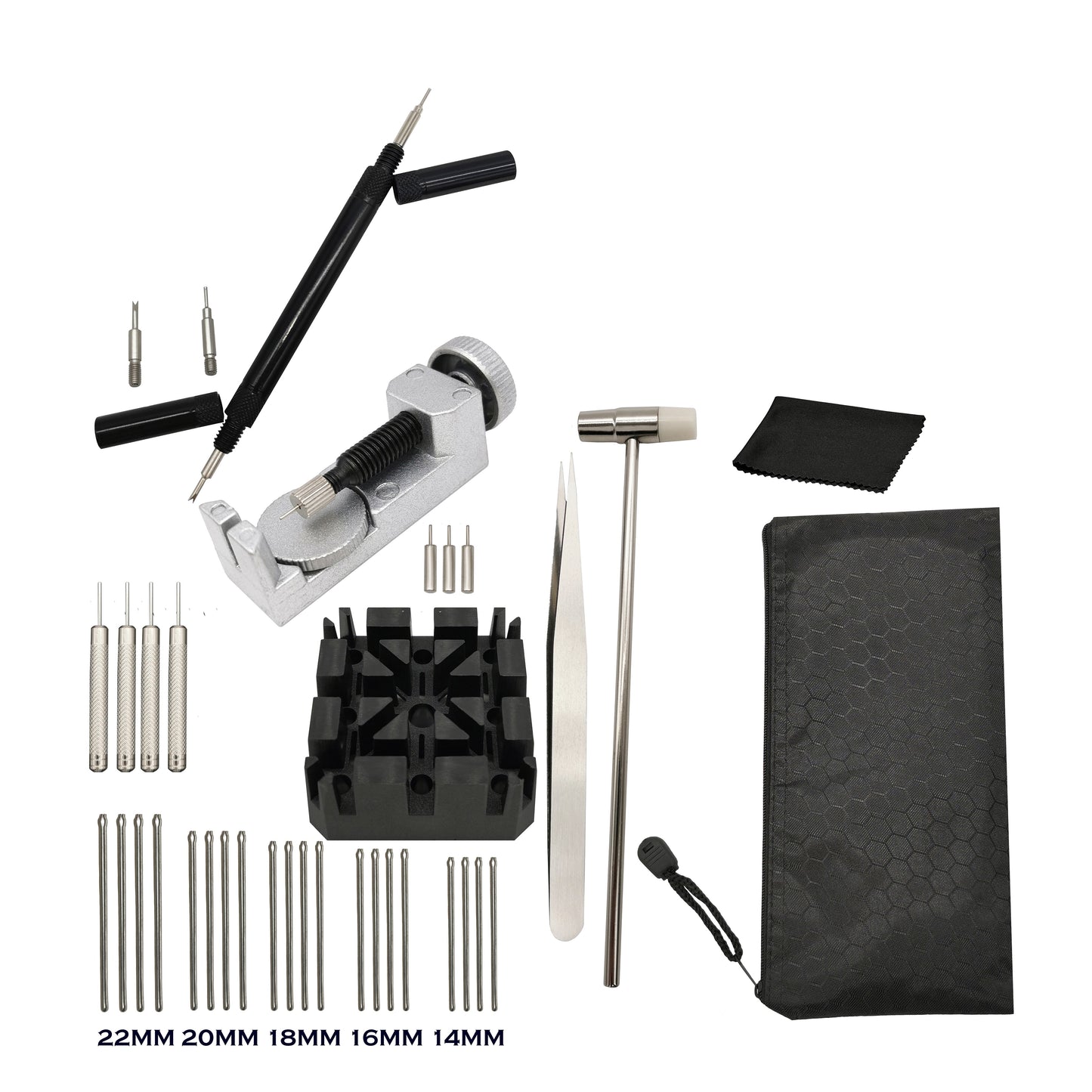 Kit - Strumenti per la riparazione degli orologi, maglie e cambio bracciale 35 pezzi