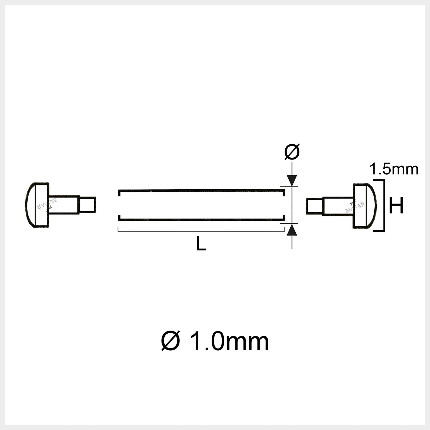 Rivetto - 10mm a 24mm Ø 1,0mm - Testa H Ø 1,5mm - Chiusura per cinturino orologio - 2 Pz
