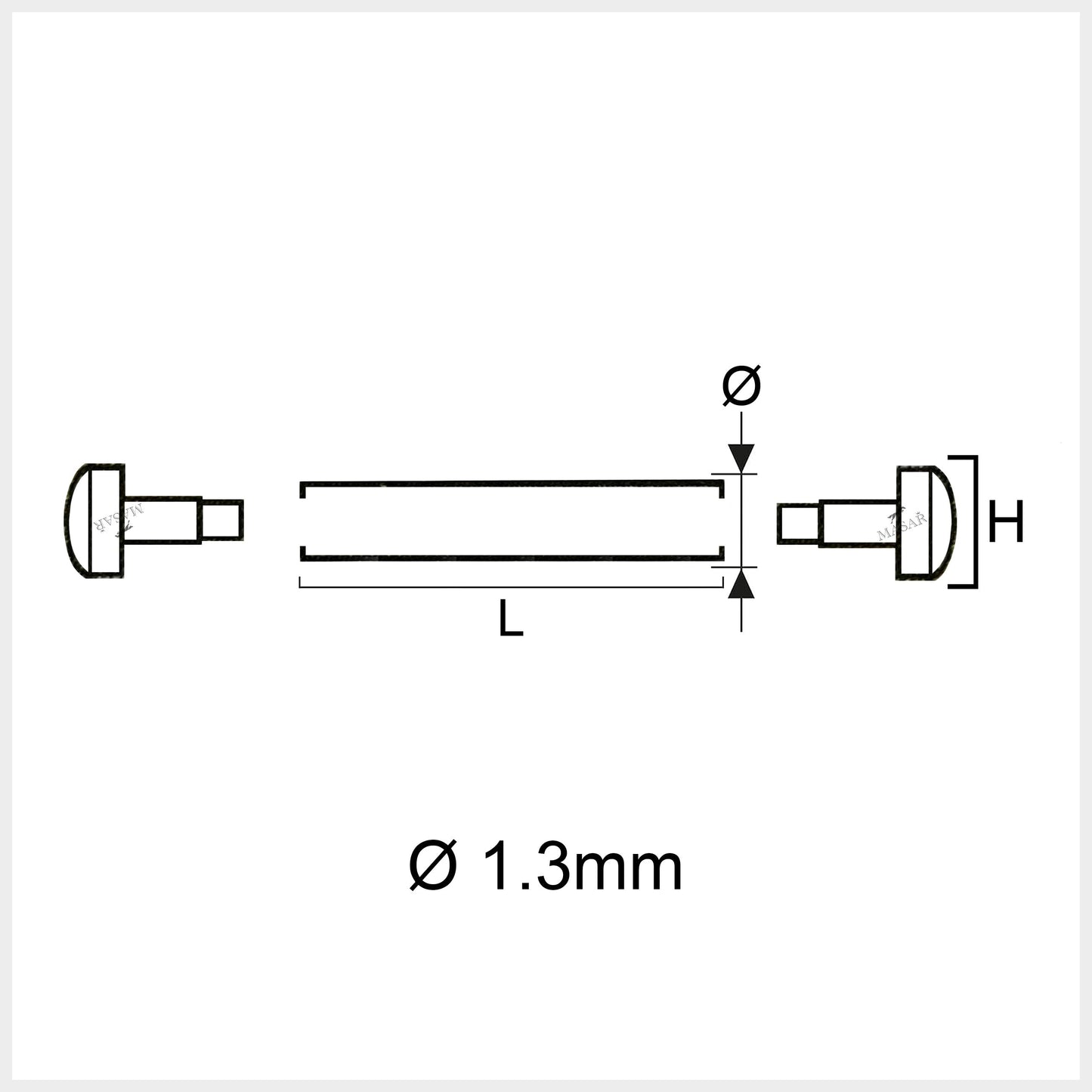 Rivetto - 10mm a 28mm Ø 1,3mm - Testa H Ø 3,5mm - Chiusura per cinturino orologio - 2 Pz