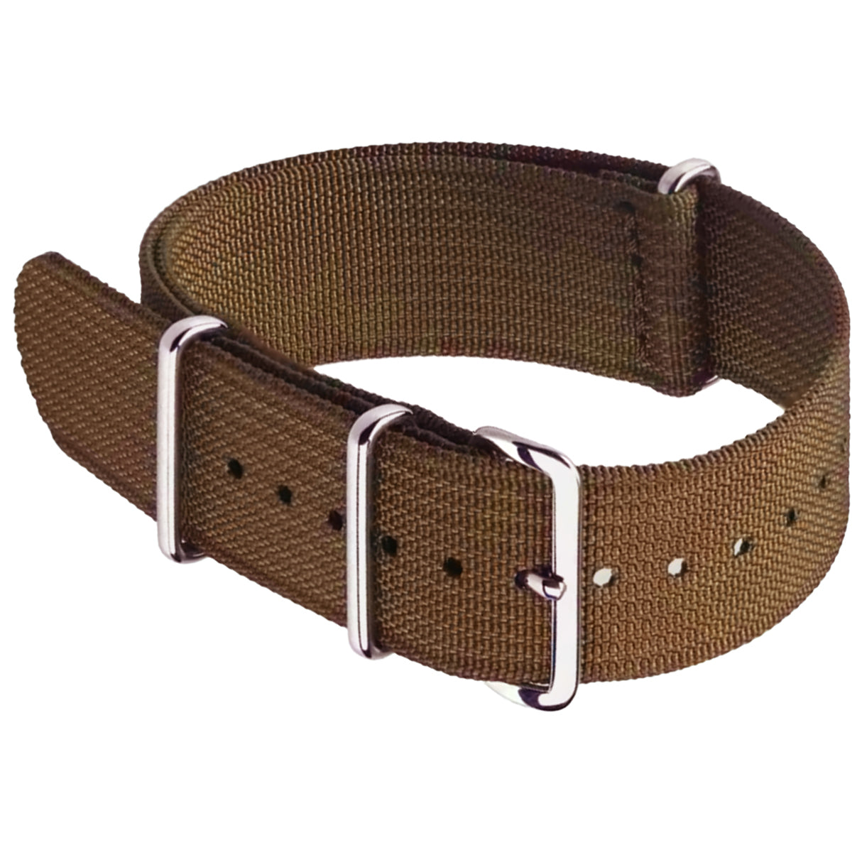 Cinturino NATO Masar marrone - Tessuto in nylon G10 - Fibbia lucida