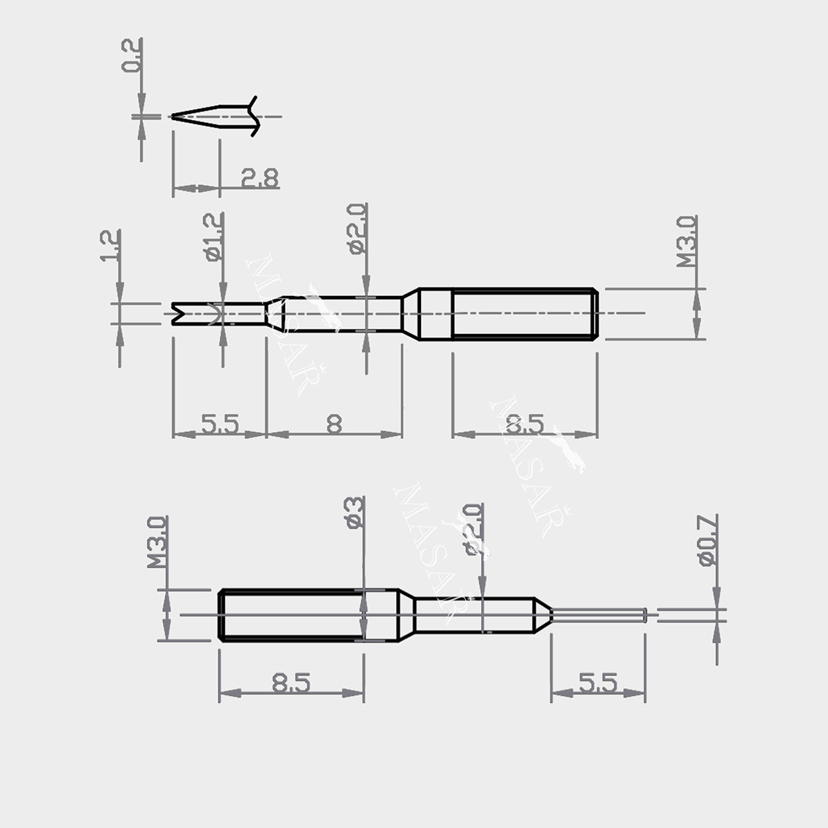 Masar XT Premium F Spring Bar Tool - per cinturini per orologi - Forchette, punte, sottili - ACCIAIO INOSSIDABILE 303 / 420F