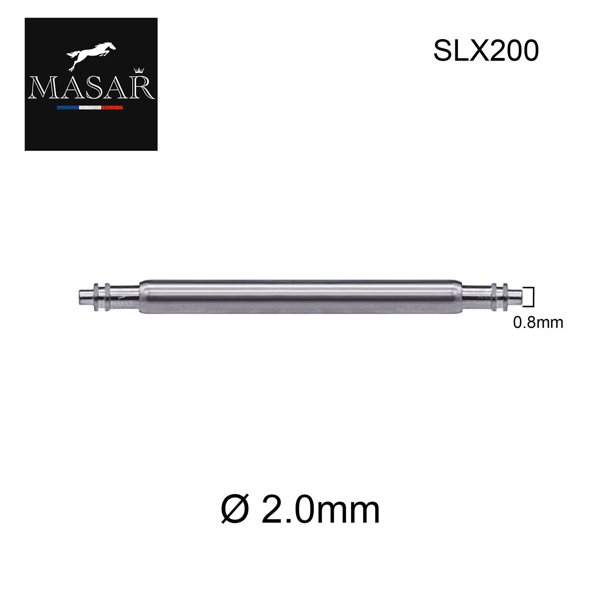 Masar SLX Ø 2,0mm 2mm - Perni, Barre a molla per cinturino orologio - Acciaio inossidabile 316L - 0,8mm - 2 pezzi