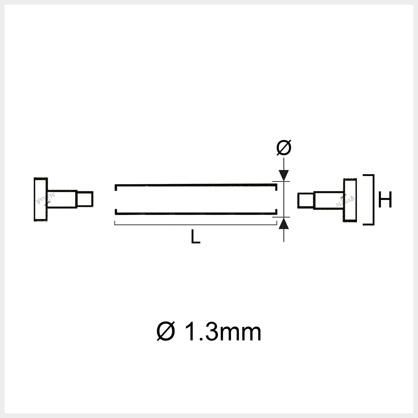 Rivetto - 10mm a 28mm Ø 1,3mm - Testa piatta H Ø 4,0mm, Vite imitazione - Chiusura per cinturino orologio - 2 pezzi