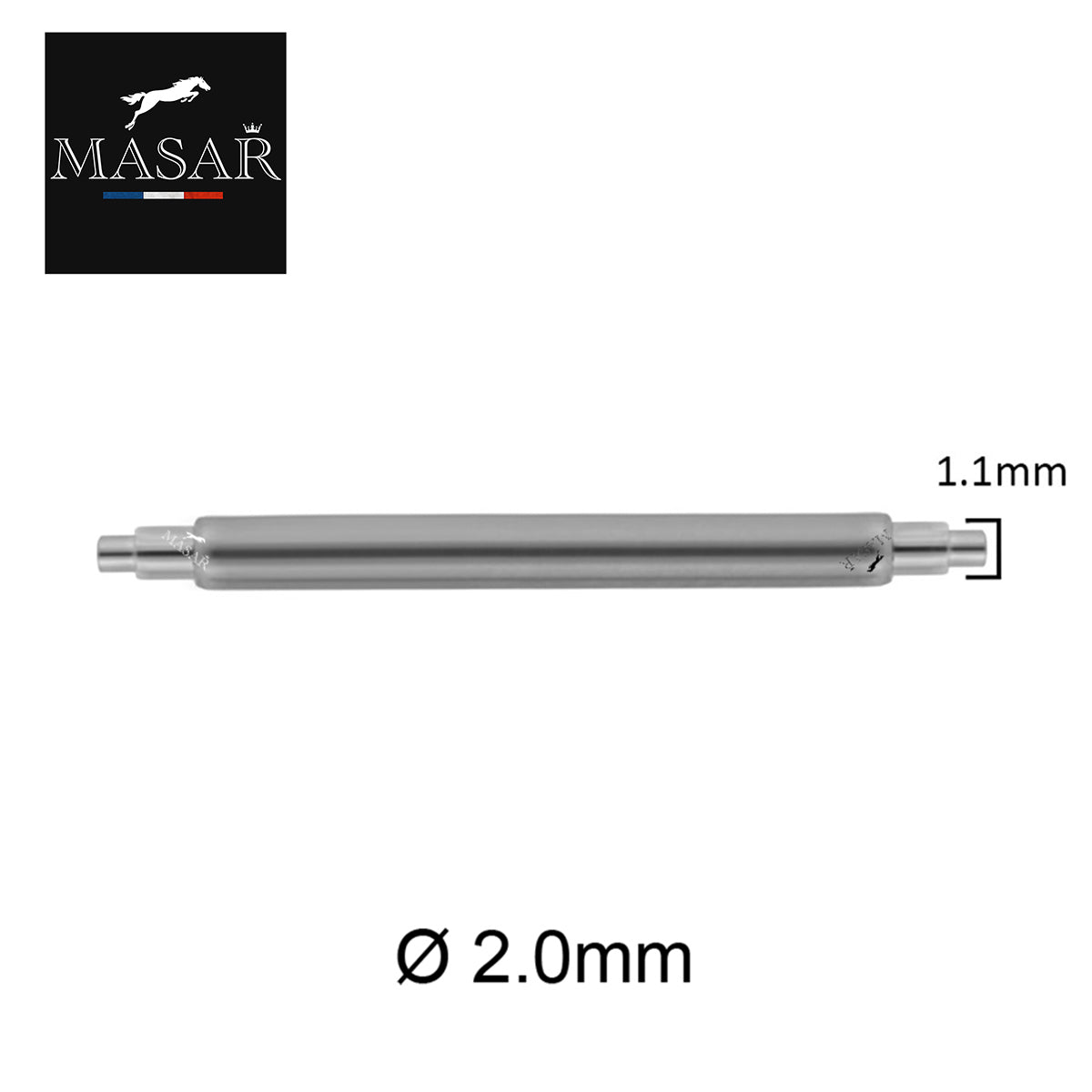 Masar XDS Ø 2,0mm - Barrette a molla per cinturino orologio - 1,1mm - acciaio inossidabile 304 o 316L 2 pz