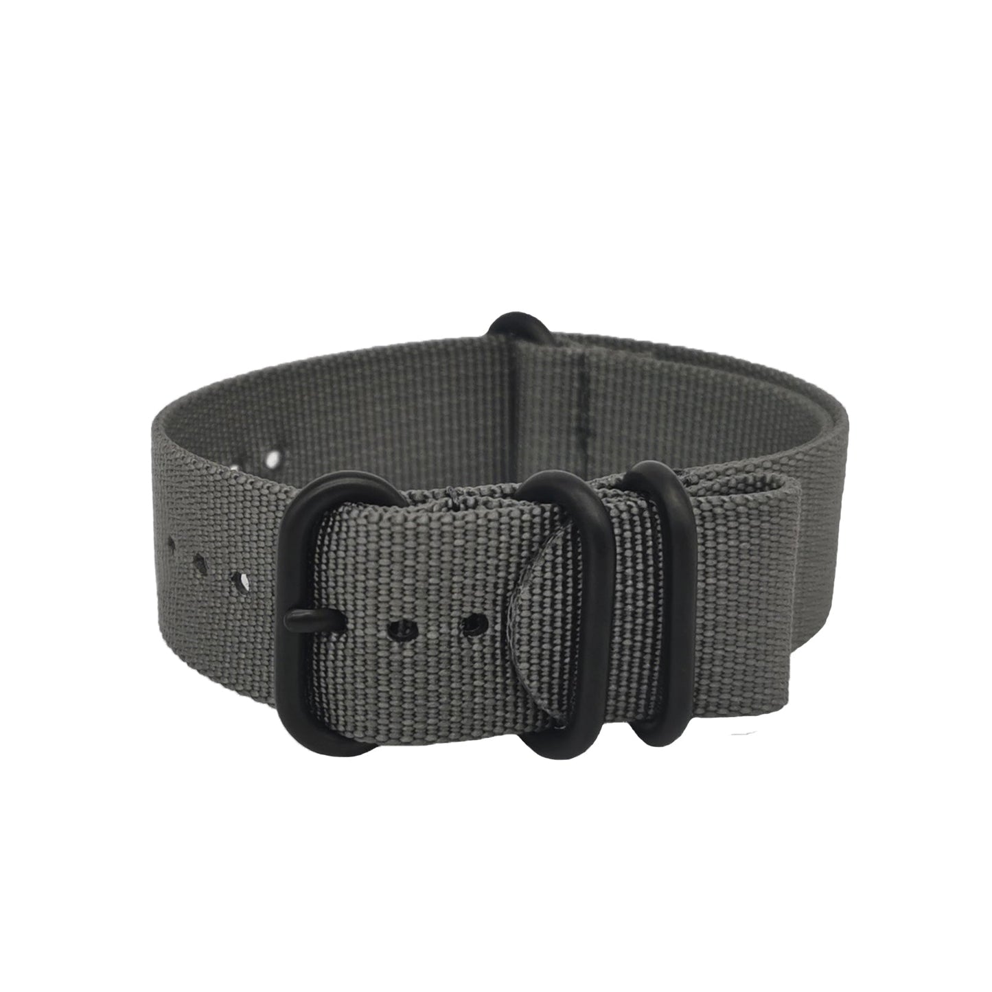Cinturino Nato in nylon Masar ZULU da 22 mm - Fibbia grigia/nera - Uomo - Cinturino rigido spesso 2 mm