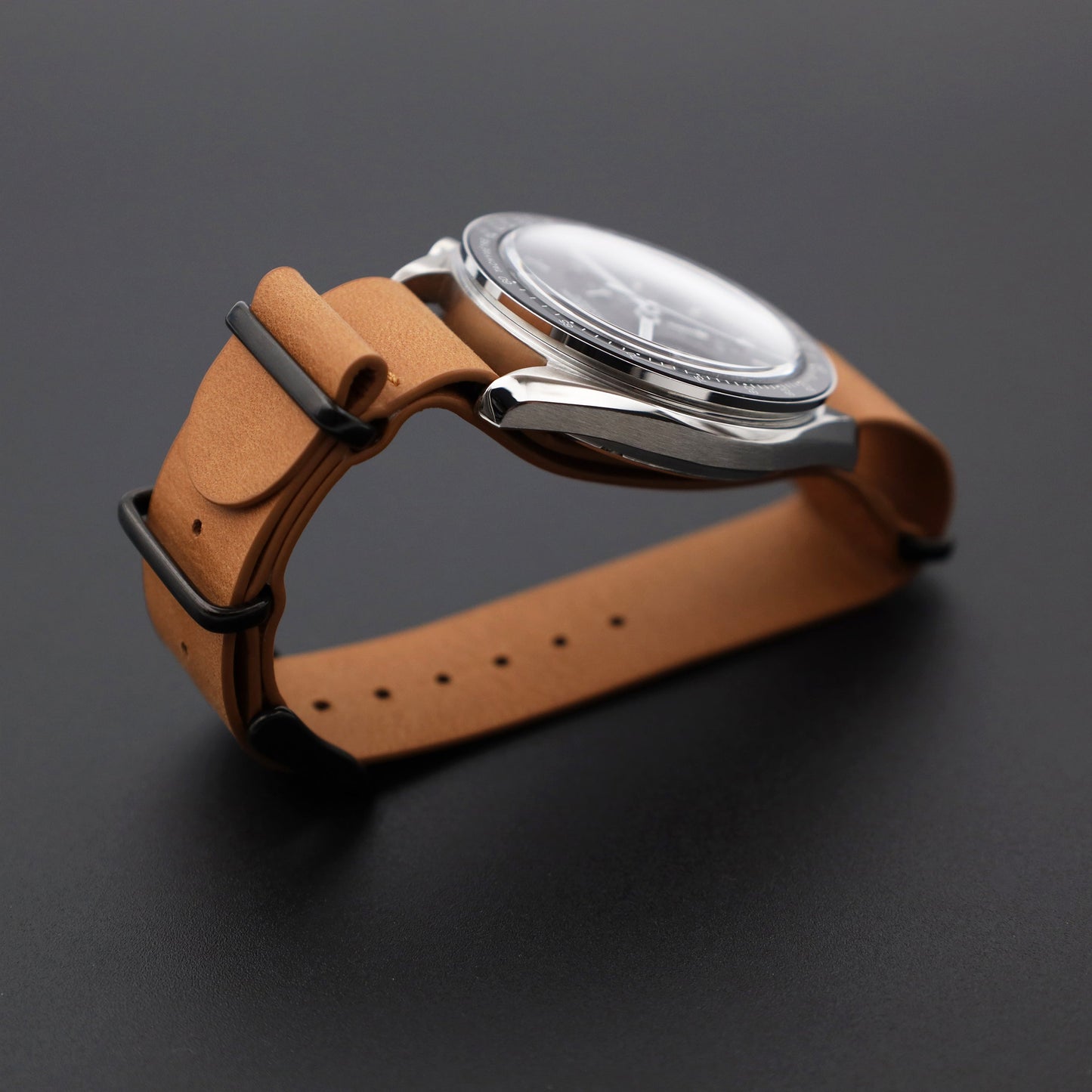 Cinturino per orologio Masar Premium da 16 a 24 mm - NATO in vera pelle - Marrone chiaro naturale - Fibbia nera