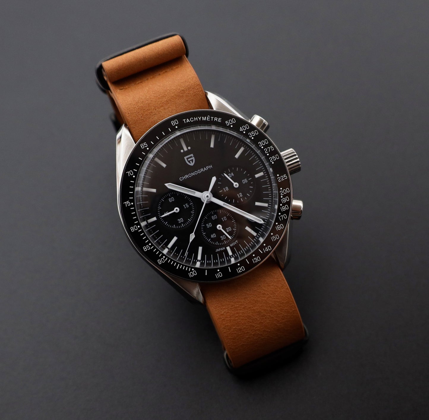 Cinturino per orologio Masar Premium da 16 a 24 mm - NATO in vera pelle - Marrone chiaro naturale - Fibbia nera