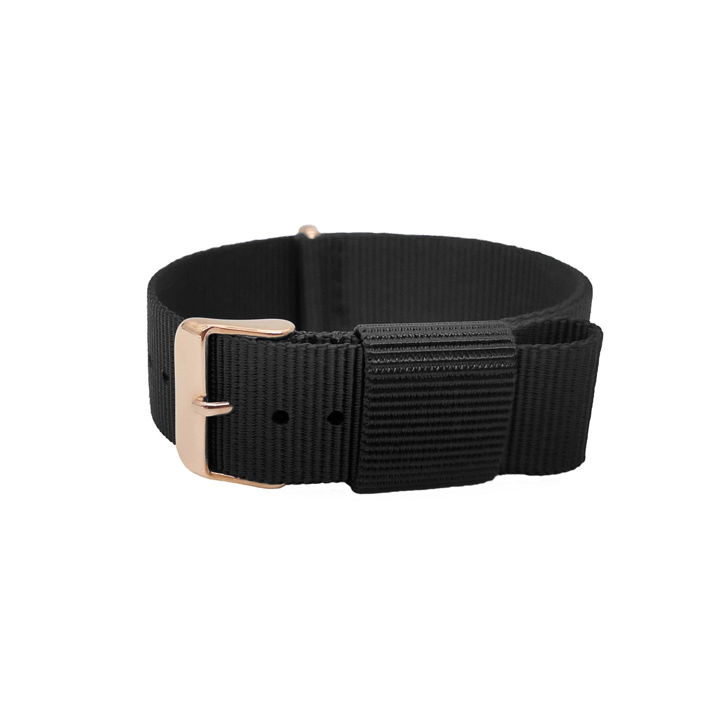 Masar NATO Nylon Nero / Fibbia Oro Rosa - Cinturino Orologio