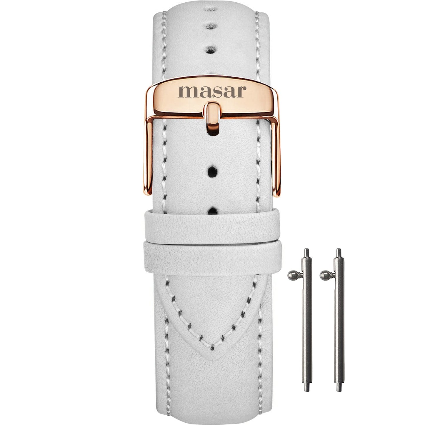 Masar 18mm Premium Quick Release - Pelle di vacchetta bianca - Fibbia oro rosa