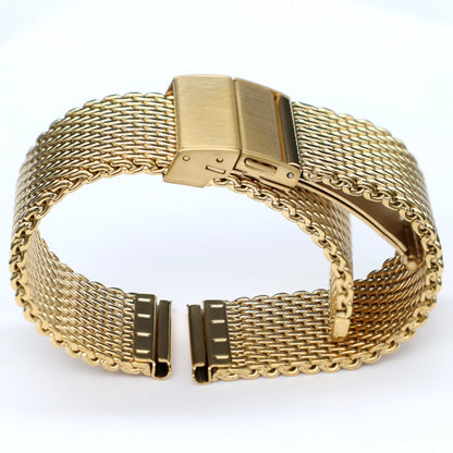 22mm BiG Mesh Ø 1mm Fibbia Deployante - Cinturino Orologio Uomo Mesh, Milanese - Universale - Oro / Oro