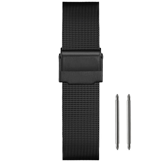 16mm Maglia Fine Ø 0,4mm - Cinturino Orologio Maglia Milanese - Universale - Nero / Nero