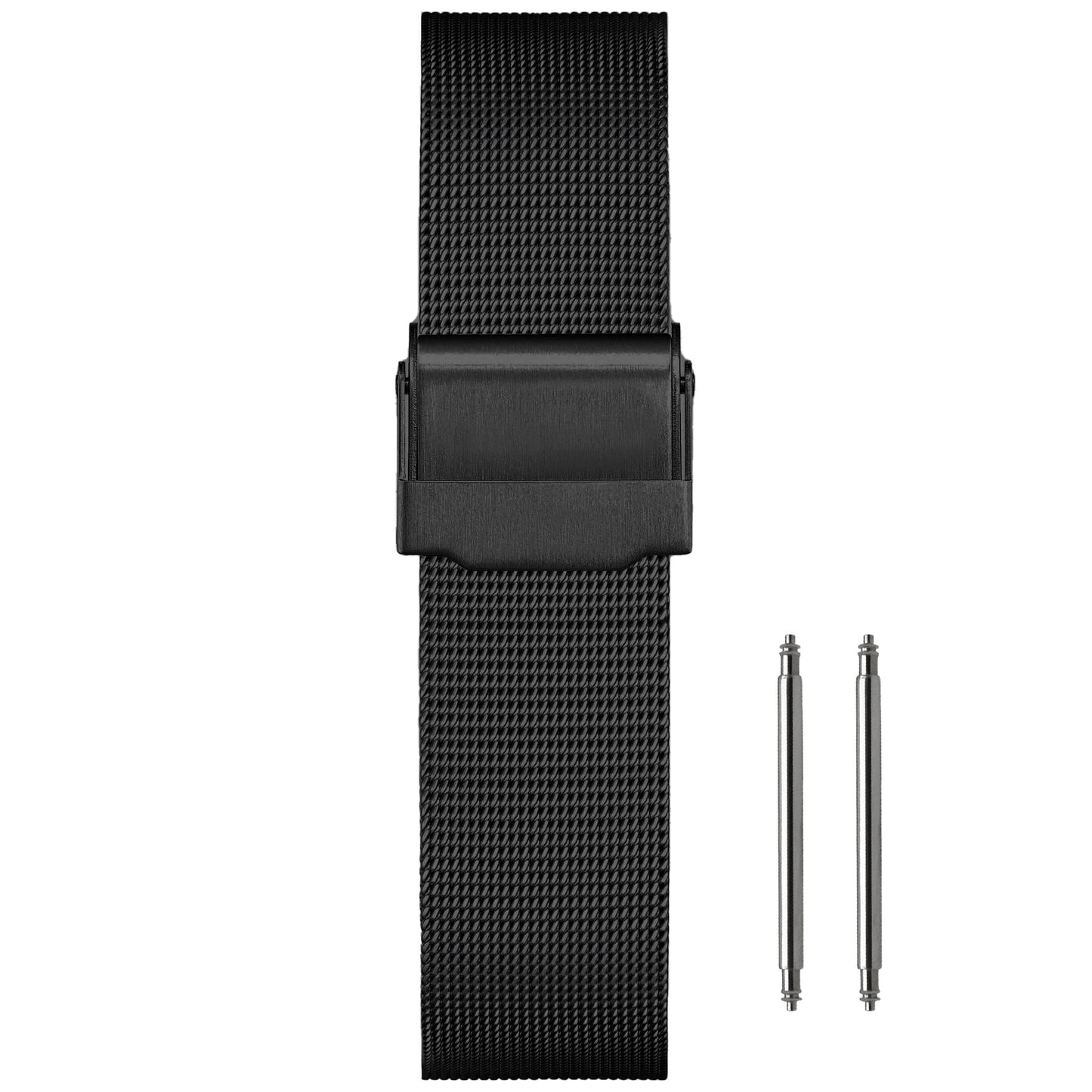 Cinturino per orologio a maglia milanese fine 20mm Ø 0,4mm - Universale - Nero / Nero