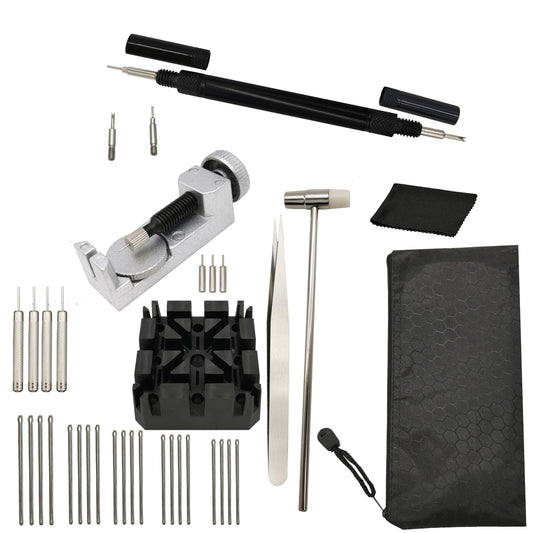 Kit - Strumenti per la riparazione degli orologi, maglie e cambio bracciale 35 pezzi 
