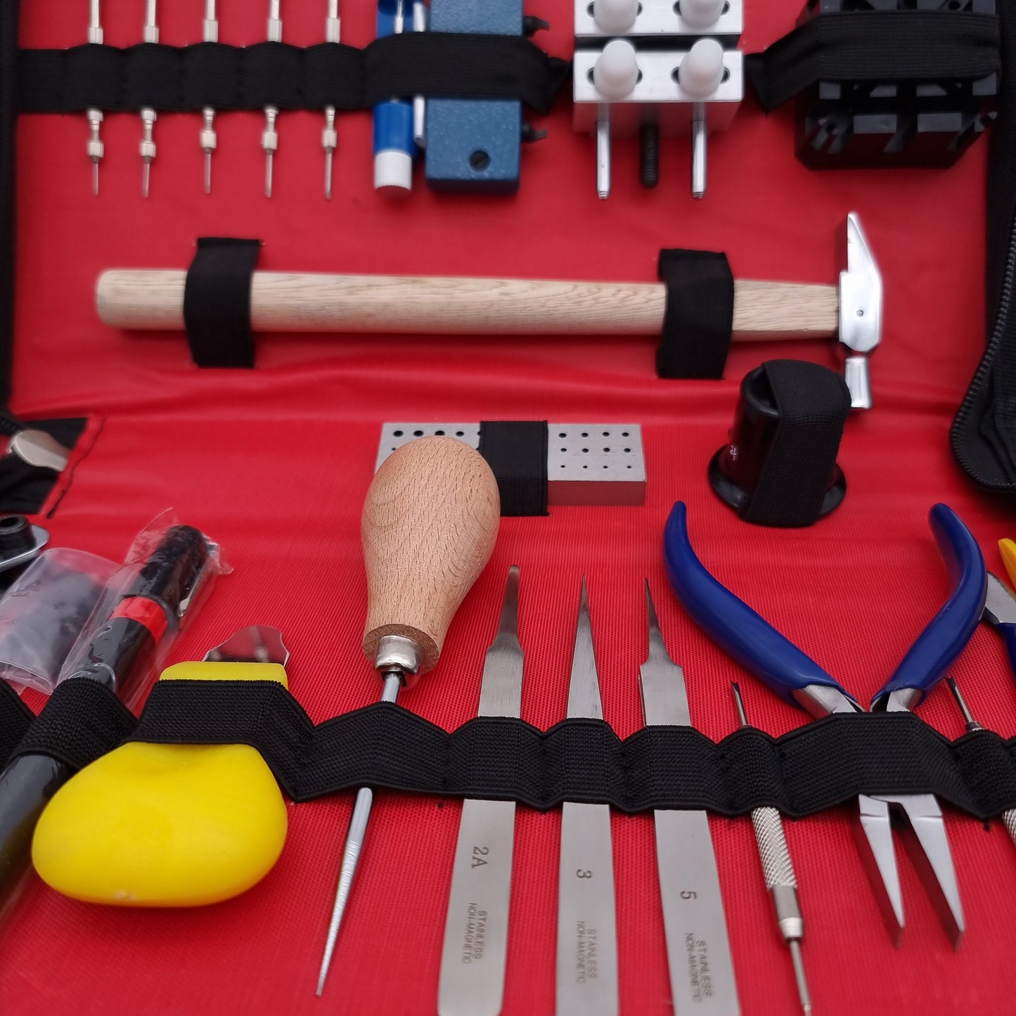 Kit di strumenti per la riparazione degli orologi Masar, orologiaio - Set in pelle