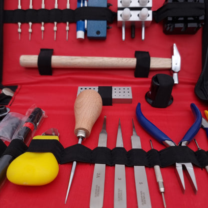 Kit di strumenti per la riparazione degli orologi Masar, orologiaio - Set in pelle