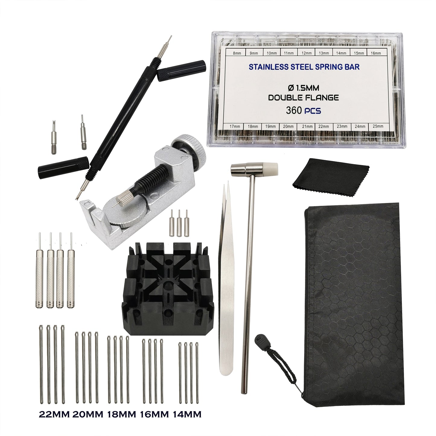 Kit - Strumenti per la riparazione degli orologi, maglie e cambio bracciale 395 pezzi
