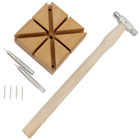 Kit di riparazione per cinturini per orologi artigianali Masar da 8 pezzi - Martello - Supporto