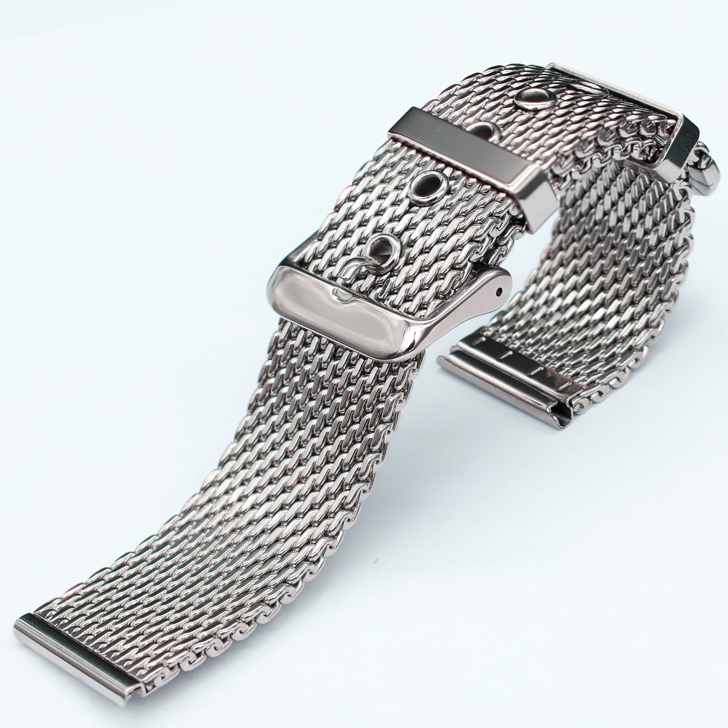 Masar BiG Mesh Ø 1mm Fibbia ad ardiglione - Cinturino per orologio da uomo in maglia milanese - Universale - Argento / Argento