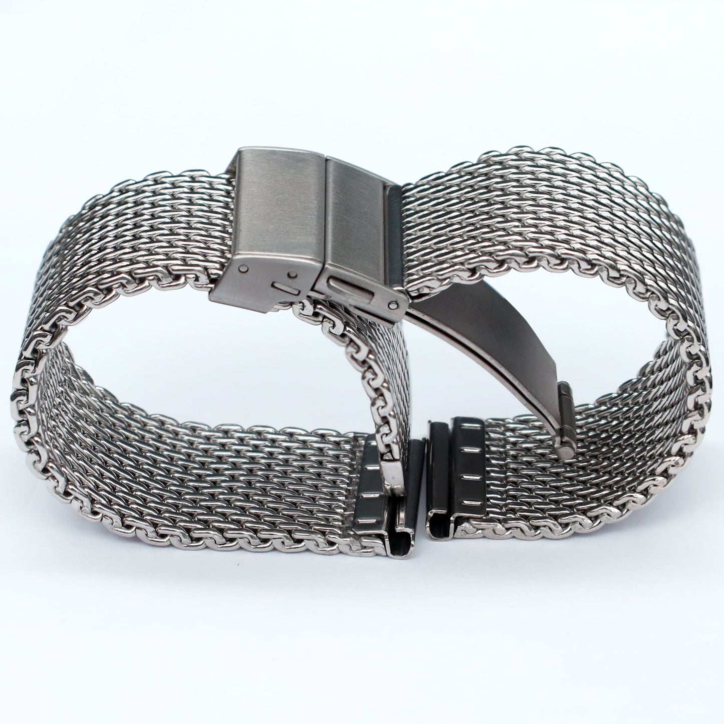 18mm BiG Mesh Ø 1mm Fibbia Deployante - Cinturino Orologio Uomo Mesh, Milanese - Universale - Argento / Argento