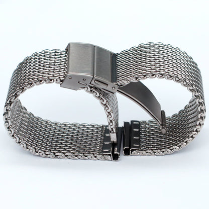 18mm BiG Mesh Ø 1mm Fibbia Deployante - Cinturino Orologio Uomo Mesh, Milanese - Universale - Argento / Argento