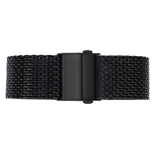 18mm BiG Mesh Ø 1mm Fibbia Deployante - Cinturino Orologio Uomo Mesh, Milanese - Universale - Nero / Nero