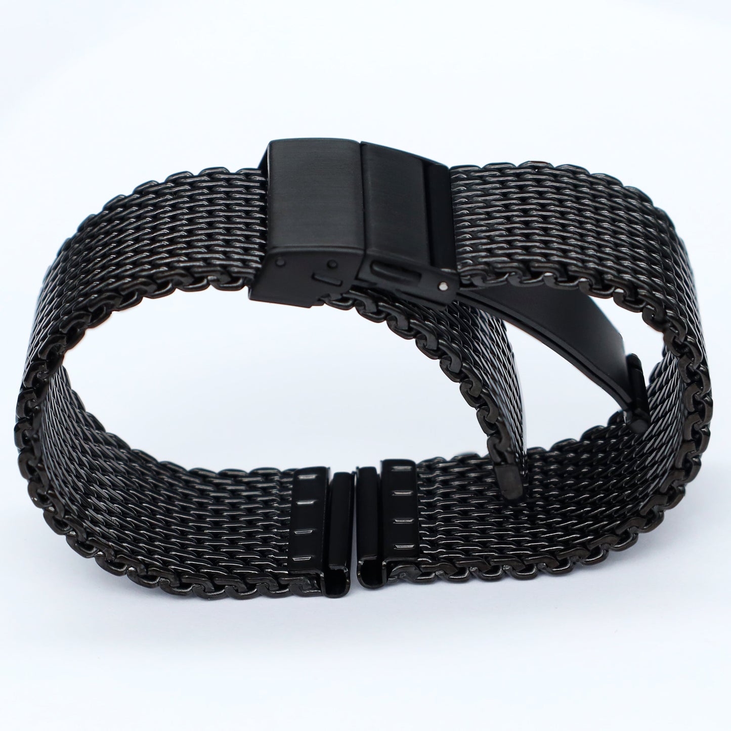 18mm BiG Mesh Ø 1mm Fibbia Deployante - Cinturino Orologio Uomo Mesh, Milanese - Universale - Nero / Nero