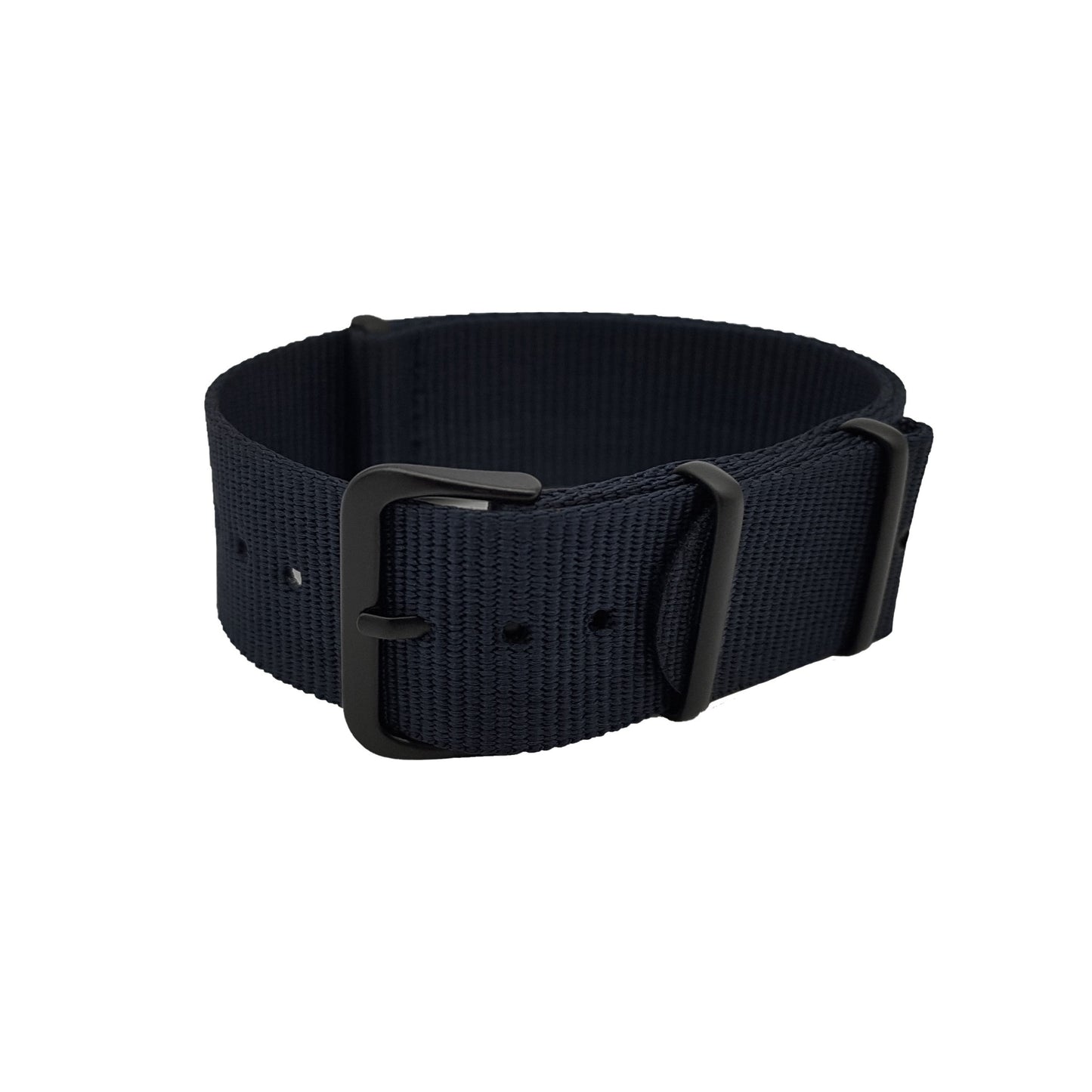 Cinturino NATO Masar 16 mm in nylon nero / fibbia nera - Morbido - Leggero - Orologi da uomo e da donna - Spessore 1 mm