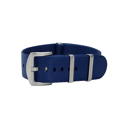 Masar NATO Nylon Blu Navy / Fibbia Satinata - Morbido - Cinturino per Orologio - Uomo