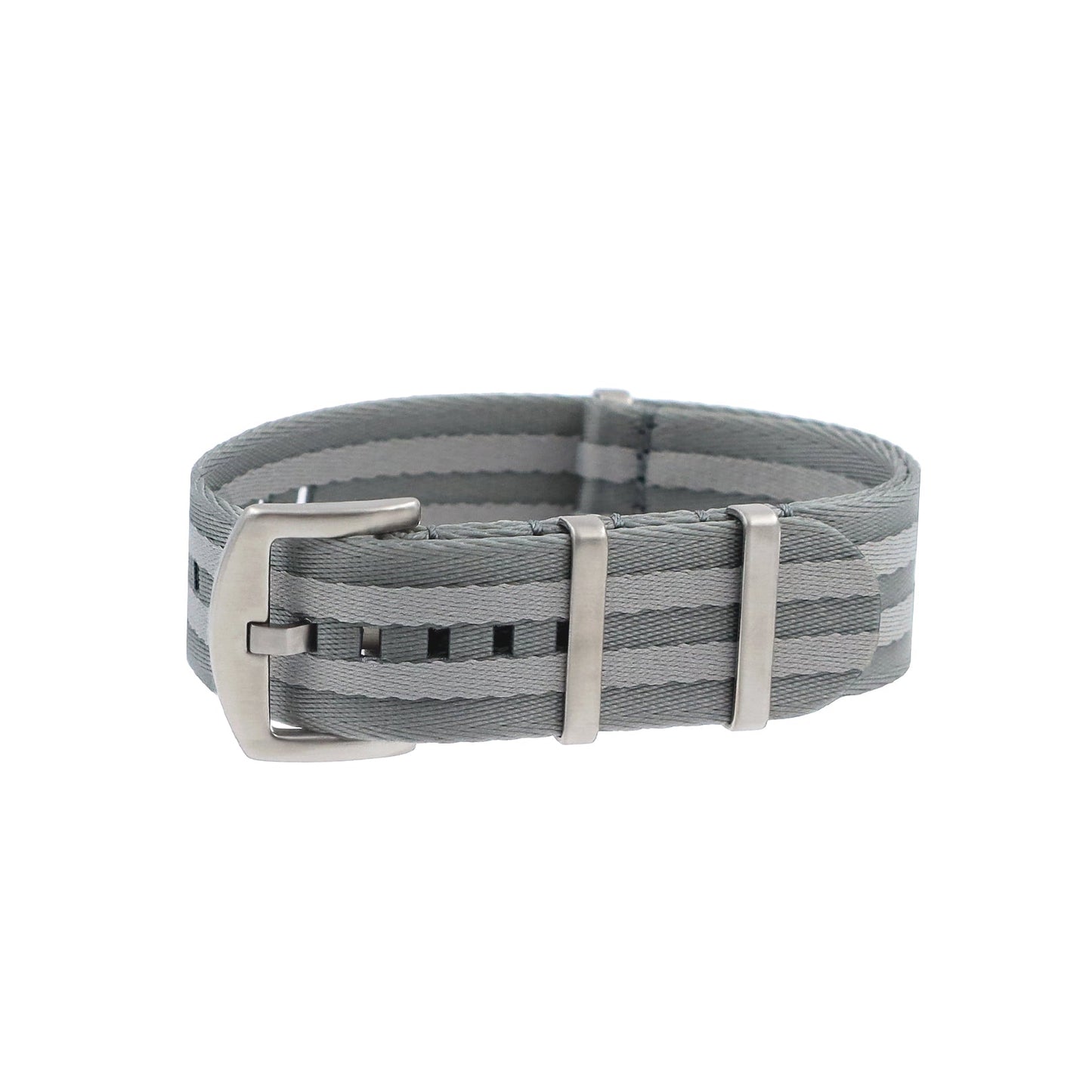 Cinturino per orologio da uomo Masar NATO in nylon morbido grigio chiaro con 2 cinturini e fibbia satinata