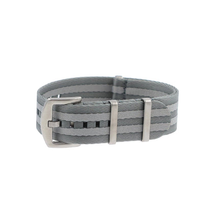 Cinturino per orologio da uomo Masar NATO in nylon morbido grigio chiaro con 2 cinturini e fibbia satinata