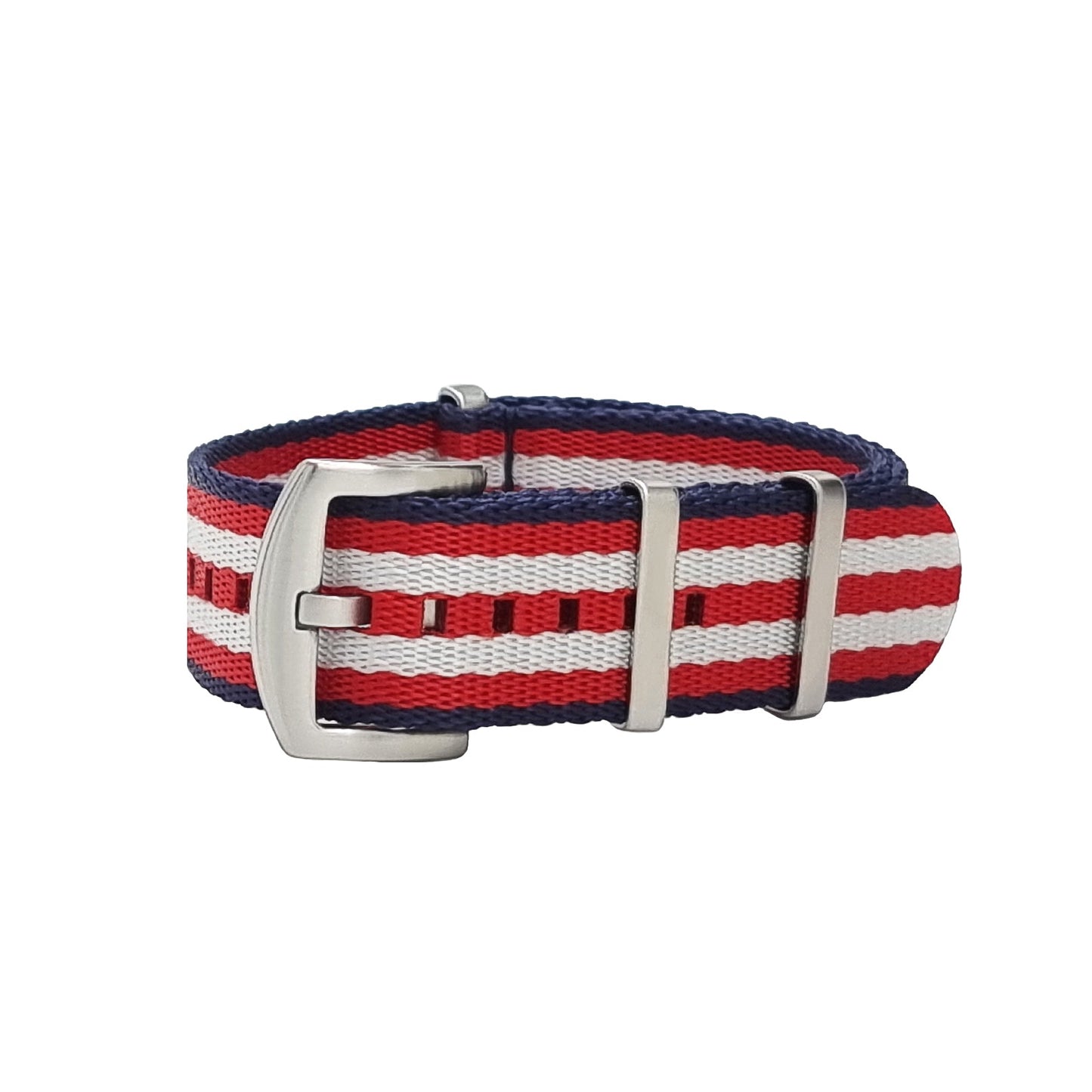Cinturino per orologio da uomo Masar Nato Nylon Blu Bianco Rosso compatibile con Omega
