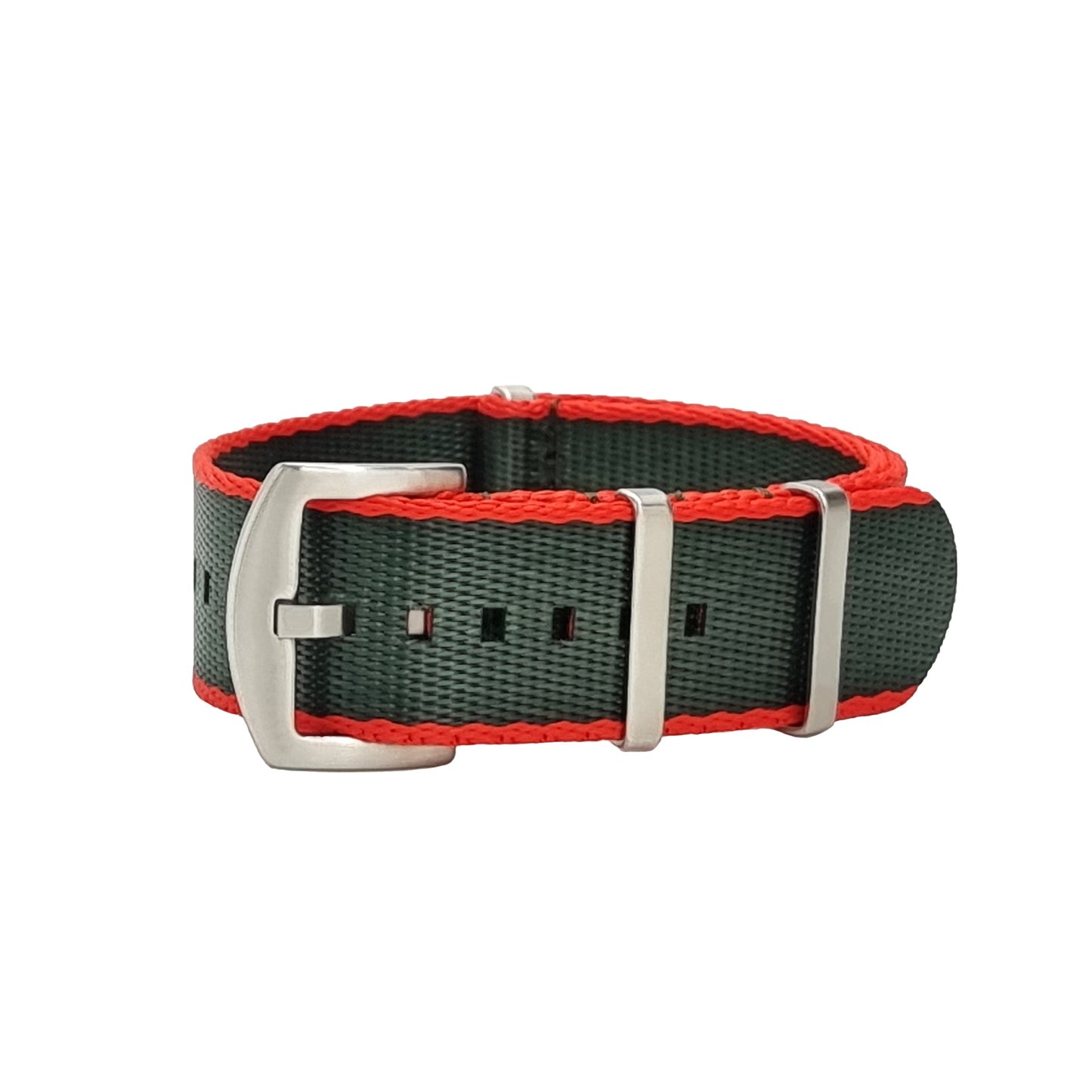 Cinturino per orologio Hamilton Khaki Field Nato verde militare / rosso tra due arancioni