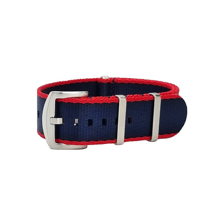 Cinturino per orologio Masar NATO in nylon Pepsi rosso e blu / fibbia satinata - Uomo
