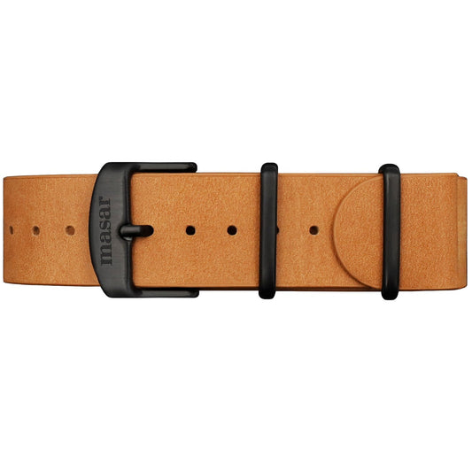 Cinturino per orologio Masar Premium da 16 a 24 mm - NATO in vera pelle - Marrone chiaro naturale - Fibbia nera
