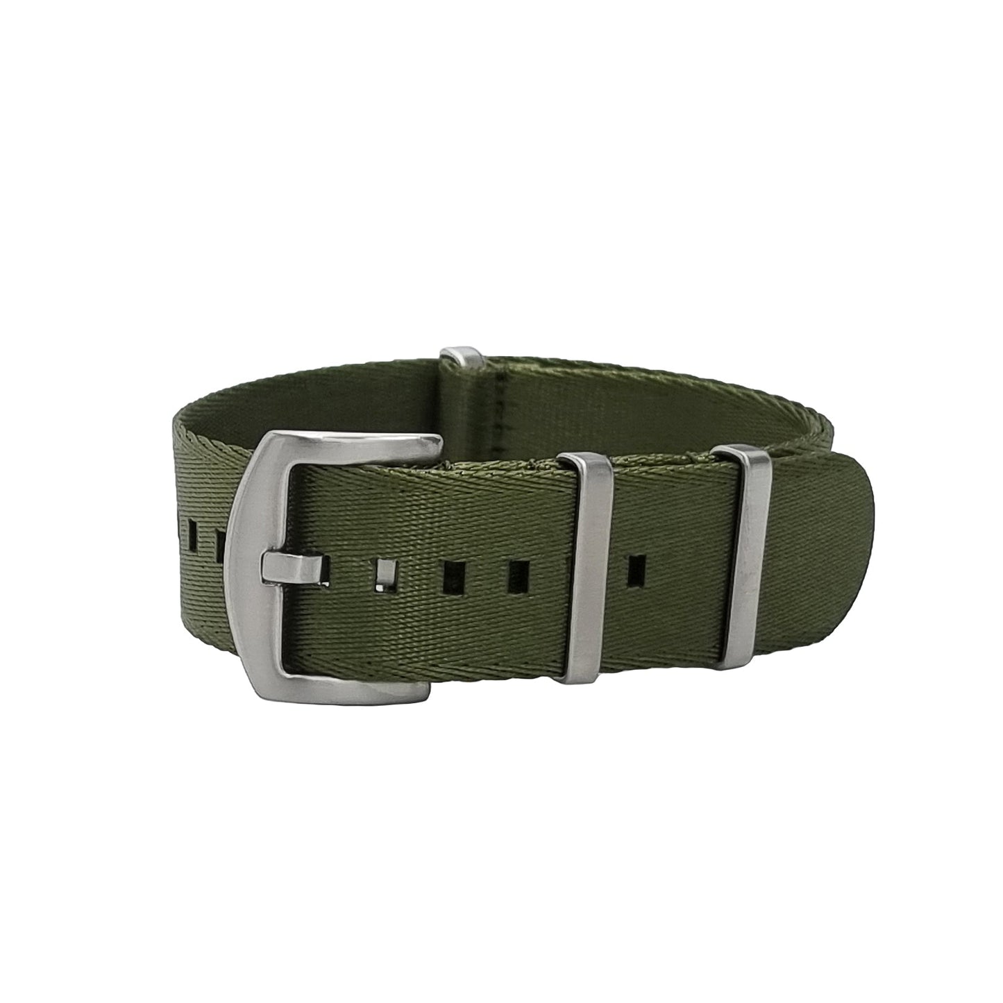 Masar NATO Nylon Army Green / Fibbia Satinata - Morbido - Cinturino Orologio - Uomo