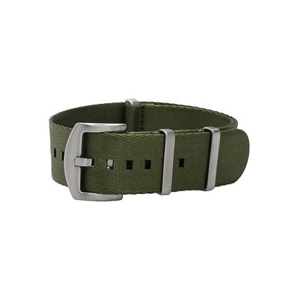 Masar NATO Nylon Army Green / Fibbia Satinata - Morbido - Cinturino Orologio - Uomo