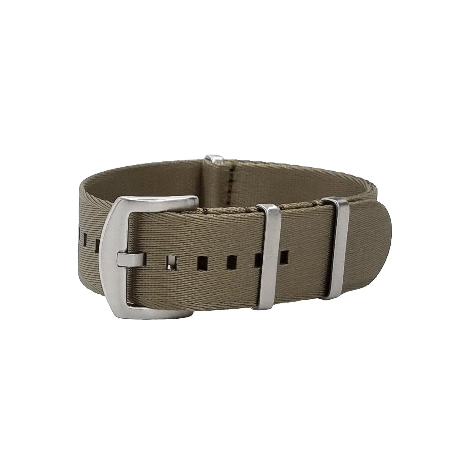 Cinturino per orologio Masar NATO in nylon kaki / fibbia satinata - Morbido - Uomo