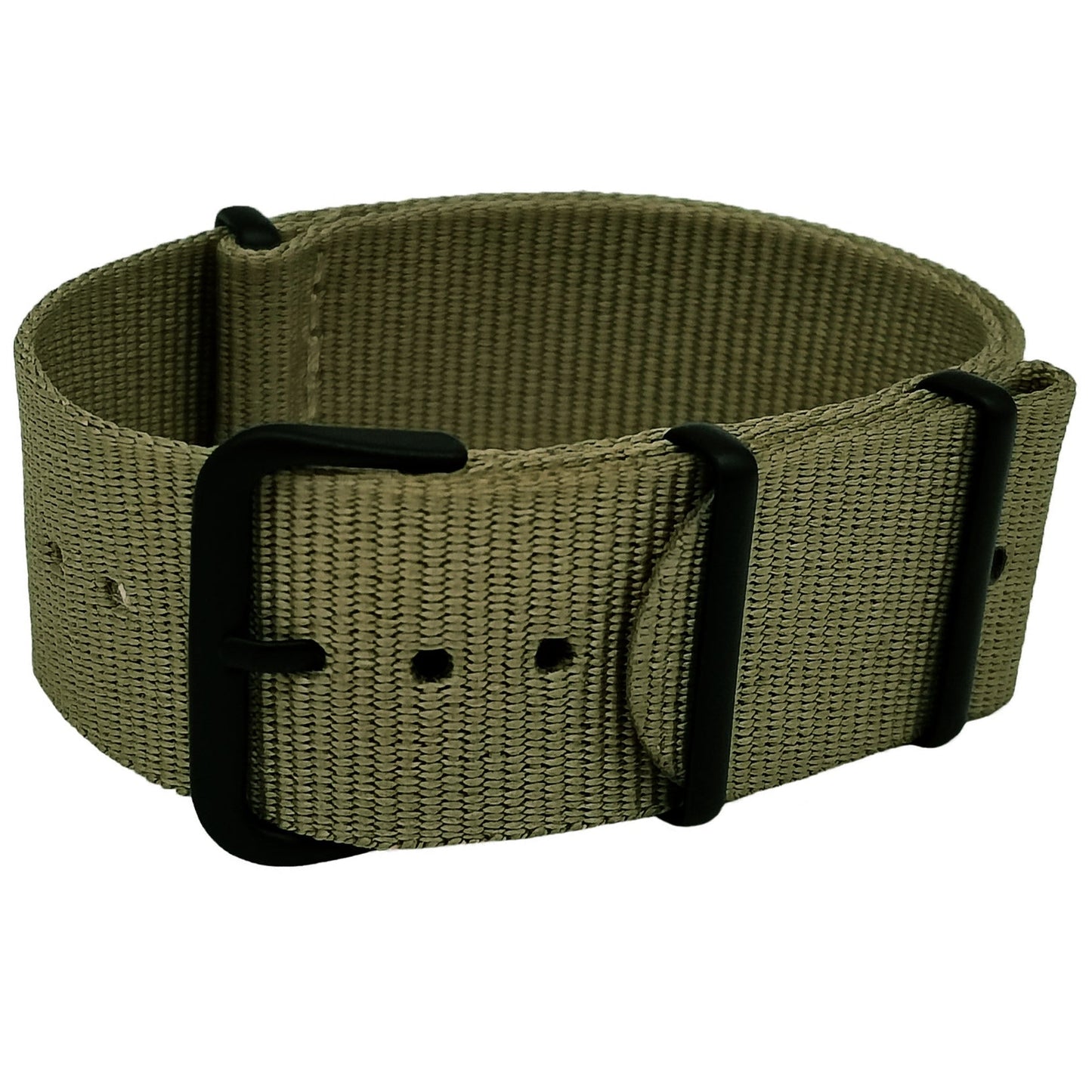 Cinturino NATO Masar 22 mm - Verde - Fibbia oliva/nera - Morbido - Orologi leggeri per uomo e donna - Spessore 1 mm